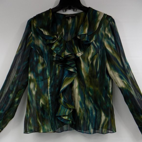 Jones New York Petite Collection Ruffle Front Blouse Size 12P READ DESCRIPTION - Picture 1 of 10